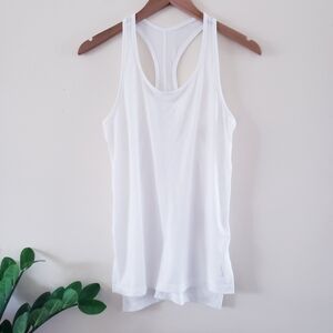 NIKE DRI FIT Racerback Tank Rayon/Viscose Blend - White XS